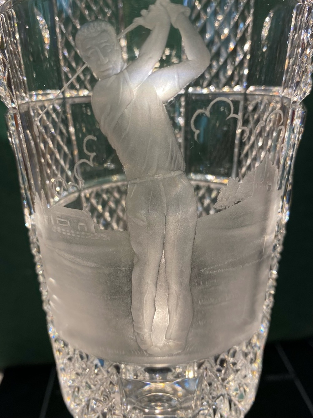 Crystal Vase 12" High Golfing Masterpiece!